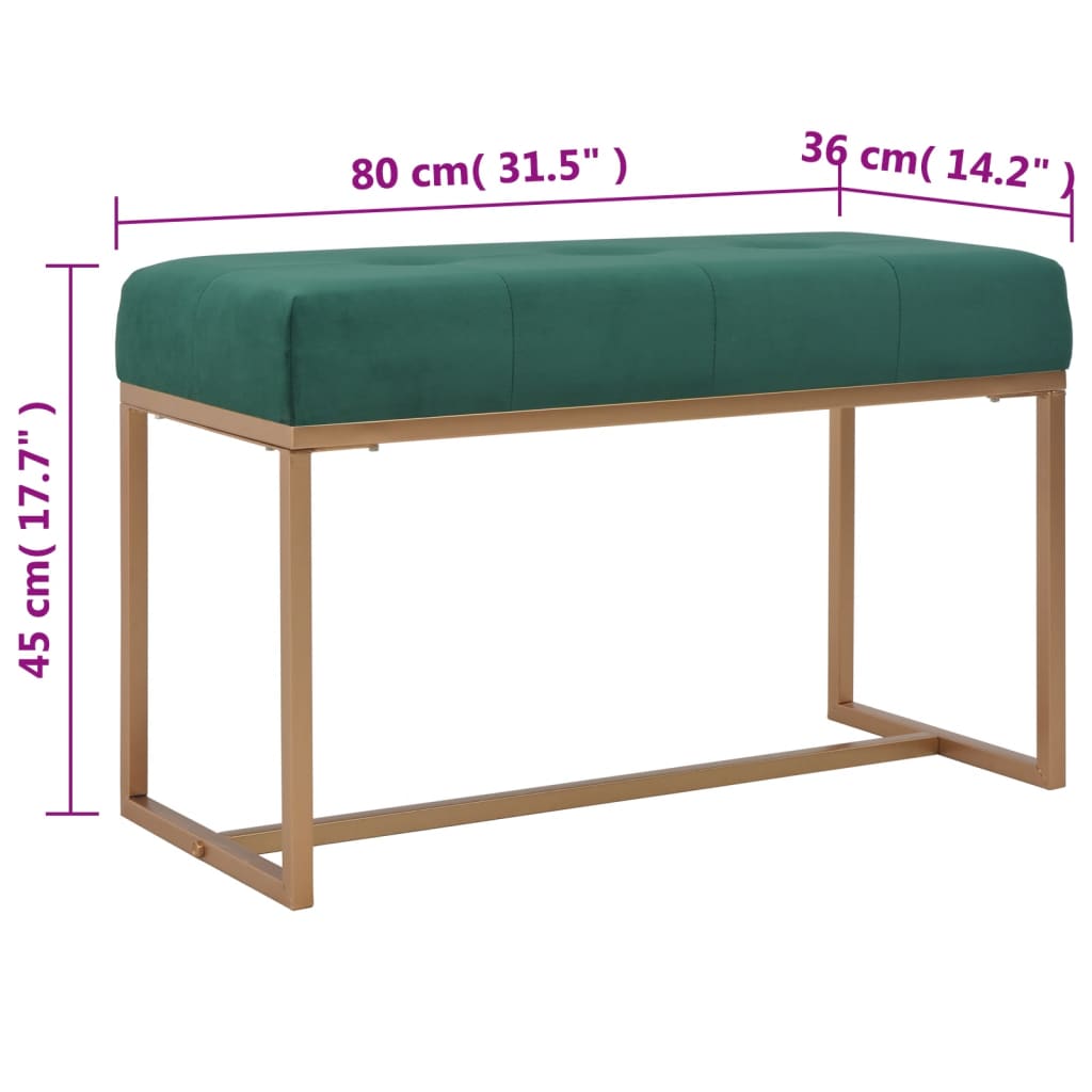 vidaXL Bancă, verde, 80 cm, catifea vidaXL Bancă, verde, 80 cm, catifea