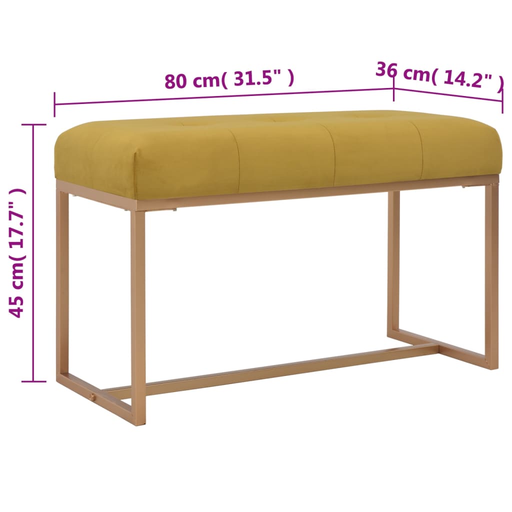vidaXL Bancă, muștar, 80 cm, catifea vidaXL Bancă, muștar, 80 cm, catifea