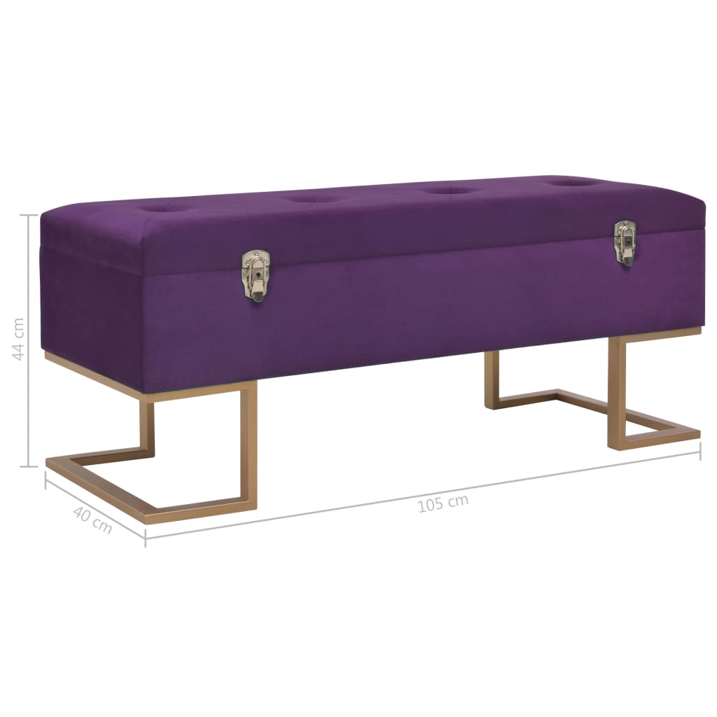 vidaXL Banchetă cu un compartiment de depozitare violet 105cm catifea