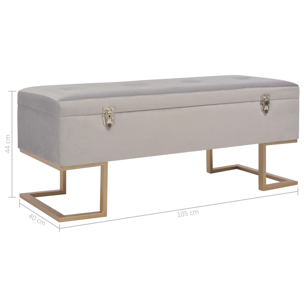 vidaXL Banchetă cu un compartiment de depozitare gri 105 cm catifea