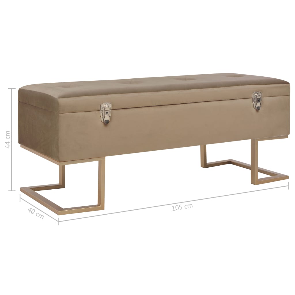 vidaXL Banchetă cu un compartiment de depozitare bej 105 cm catifea