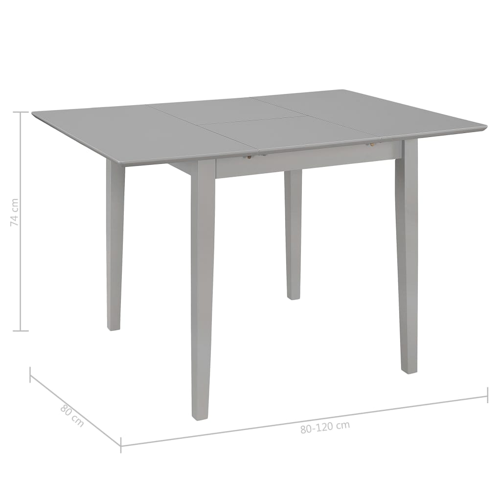 vidaXL Masă de bucătărie extensibilă, gri, (80-120)x80x74 cm, MDF