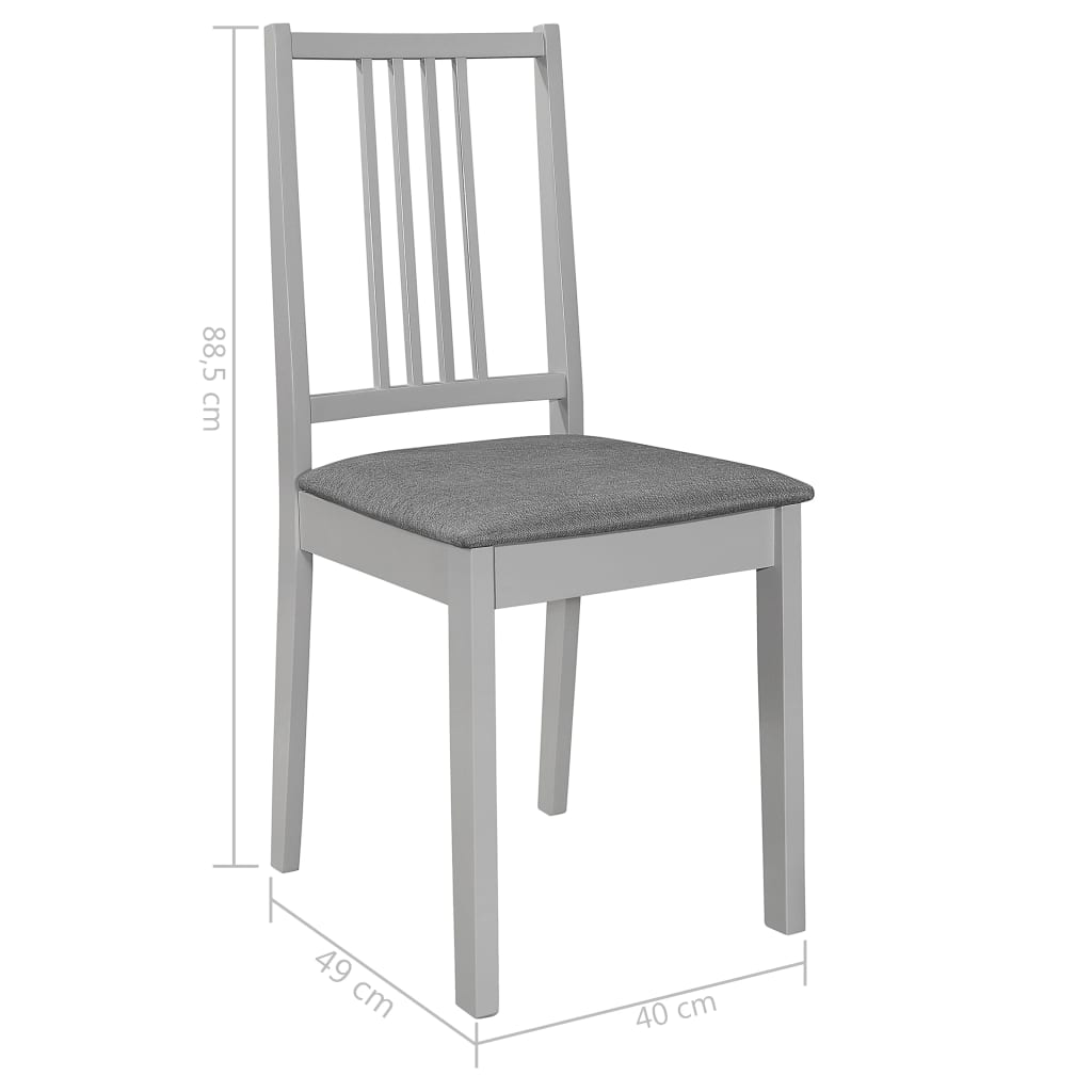 vidaXL Scaune de bucătărie cu perne, 4 buc., gri, lemn masiv vidaXL Scaune de bucătărie cu perne, 4 buc., gri, lemn masiv