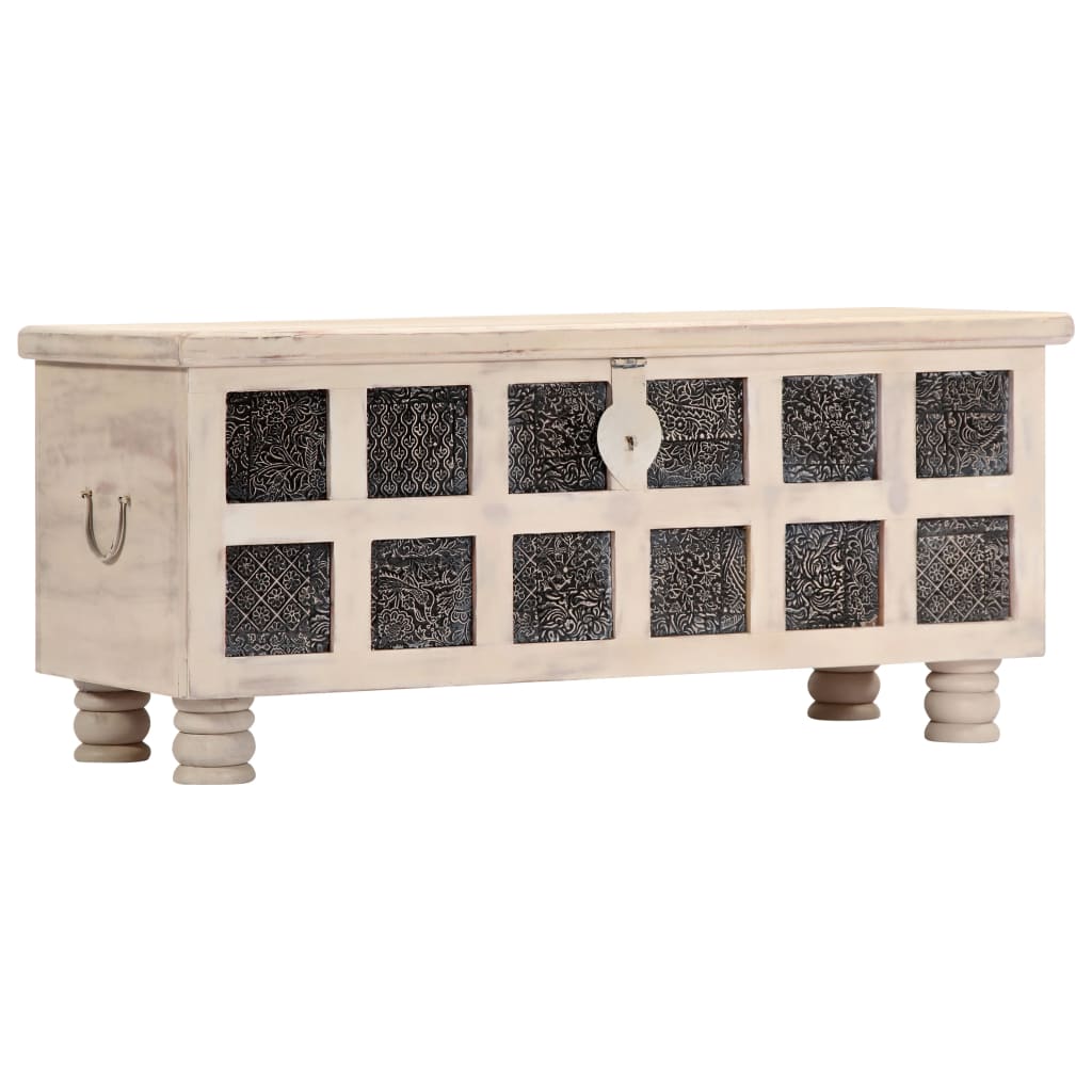vidaXL Ladă de depozitare, alb, 110x40x45 cm, lemn masiv de acacia vidaXL Ladă de depozitare, alb, 110x40x45 cm, lemn masiv de acacia