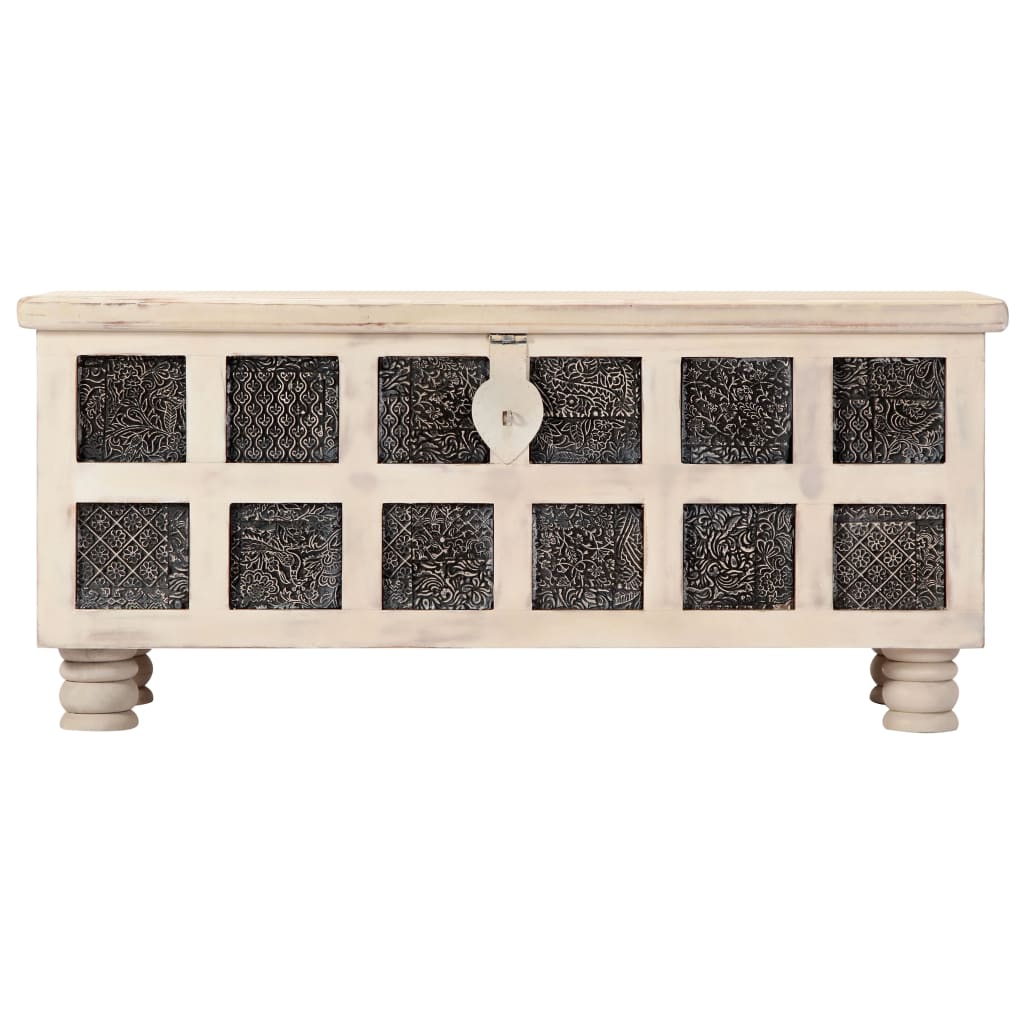 vidaXL Ladă de depozitare, alb, 110x40x45 cm, lemn masiv de acacia vidaXL Ladă de depozitare, alb, 110x40x45 cm, lemn masiv de acacia