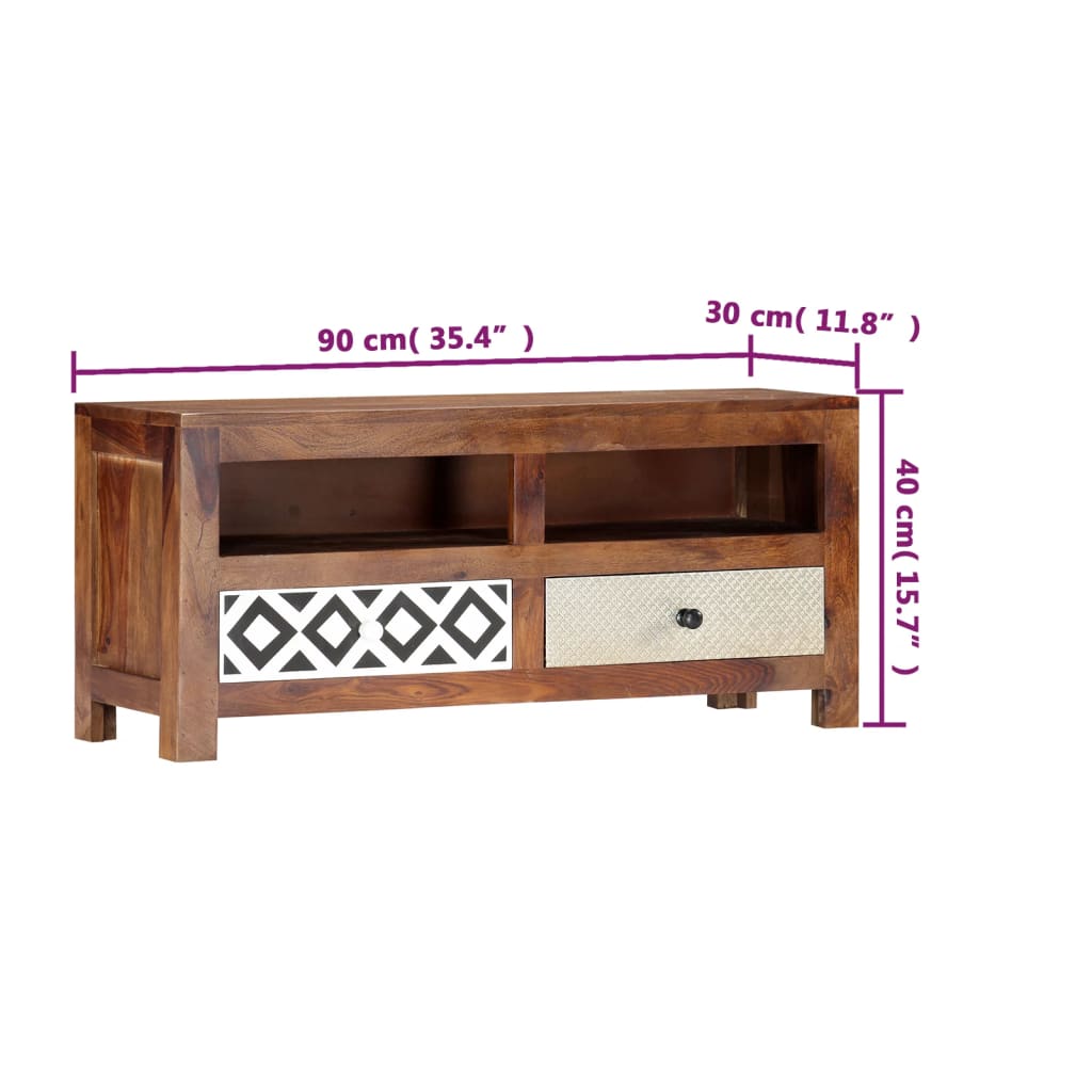 vidaXL Comodă TV, 90 x 30 x 40 cm, lemn masiv de acacia