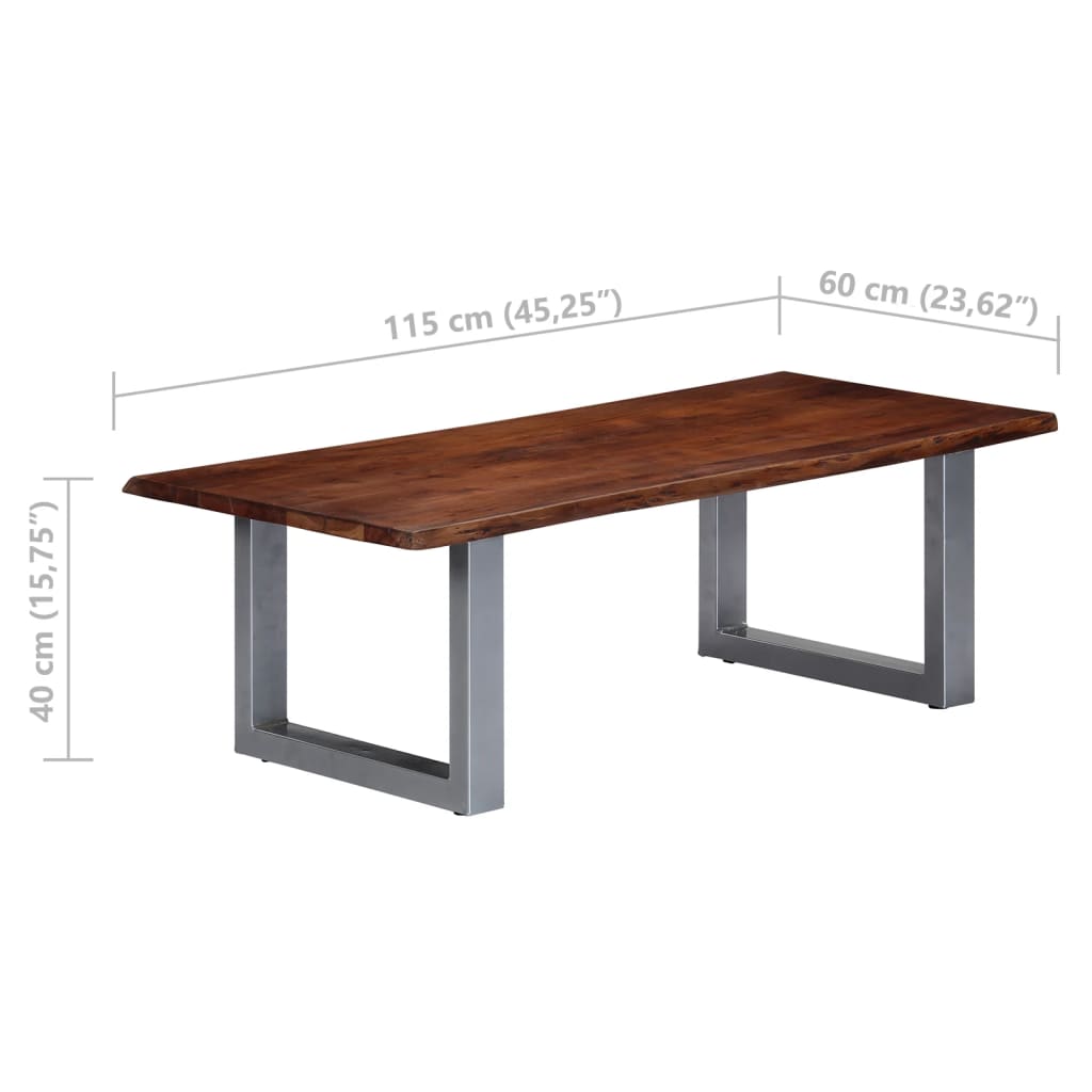 vidaXL Măsuță cafea, muchii naturale, 115x60x40 cm, lemn masiv acacia vidaXL Măsuță cafea, muchii naturale, 115x60x40 cm, lemn masiv acacia
