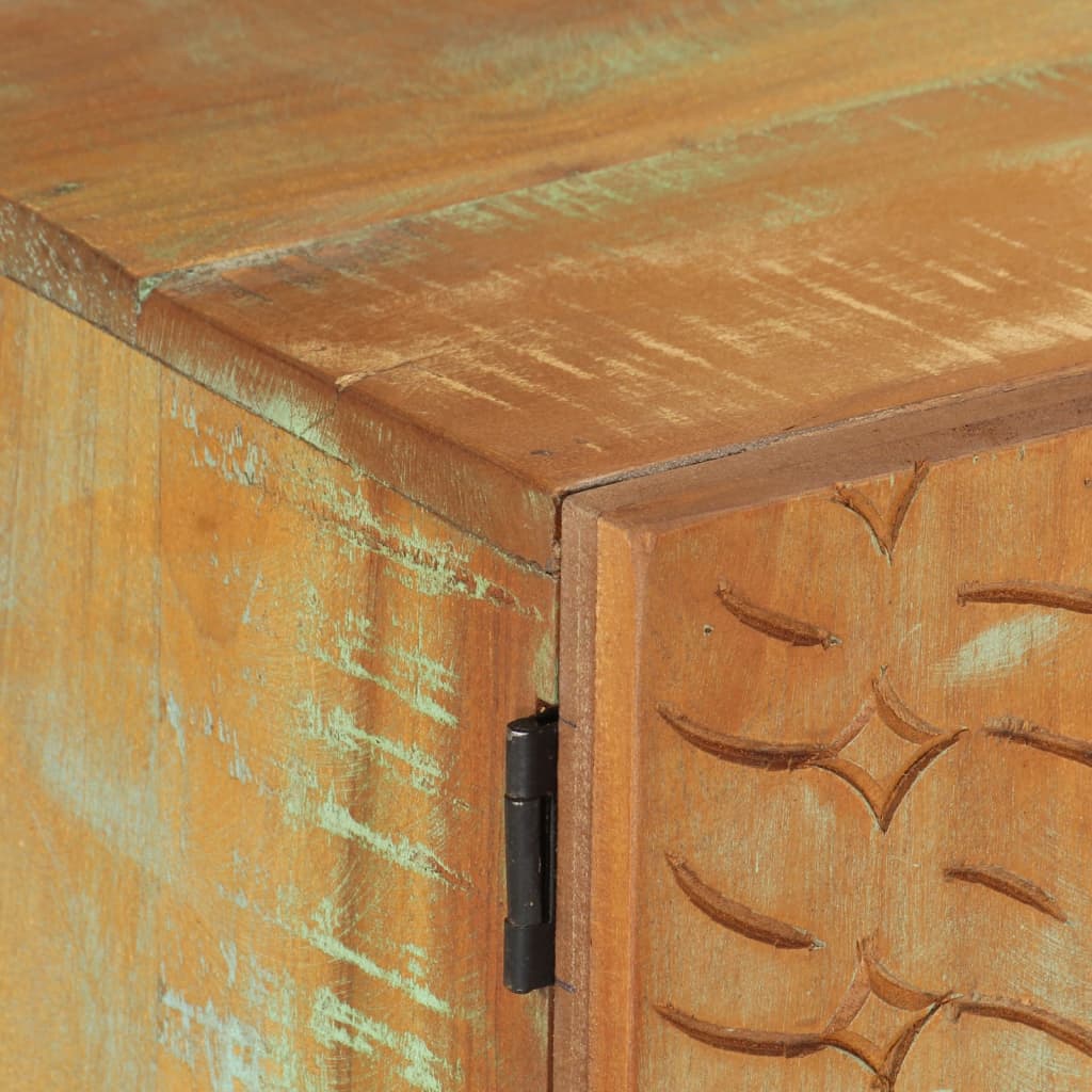 vidaXL Comodă TV sculptată manual, 120x30x40 cm, lemn masiv reciclat