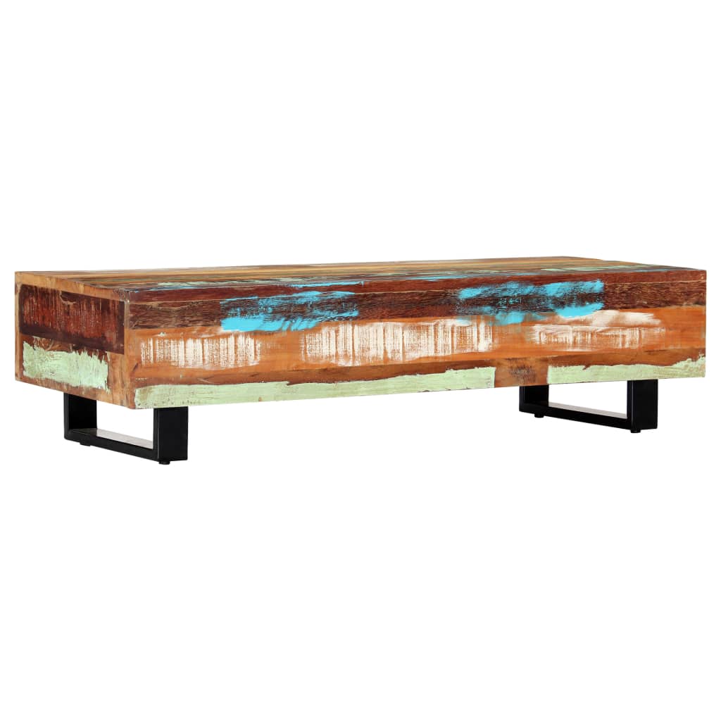 vidaXL Măsuță de cafea, 120 x 50 x 30 cm, lemn masiv reciclat și oțel vidaXL Măsuță de cafea, 120 x 50 x 30 cm, lemn masiv reciclat și oțel