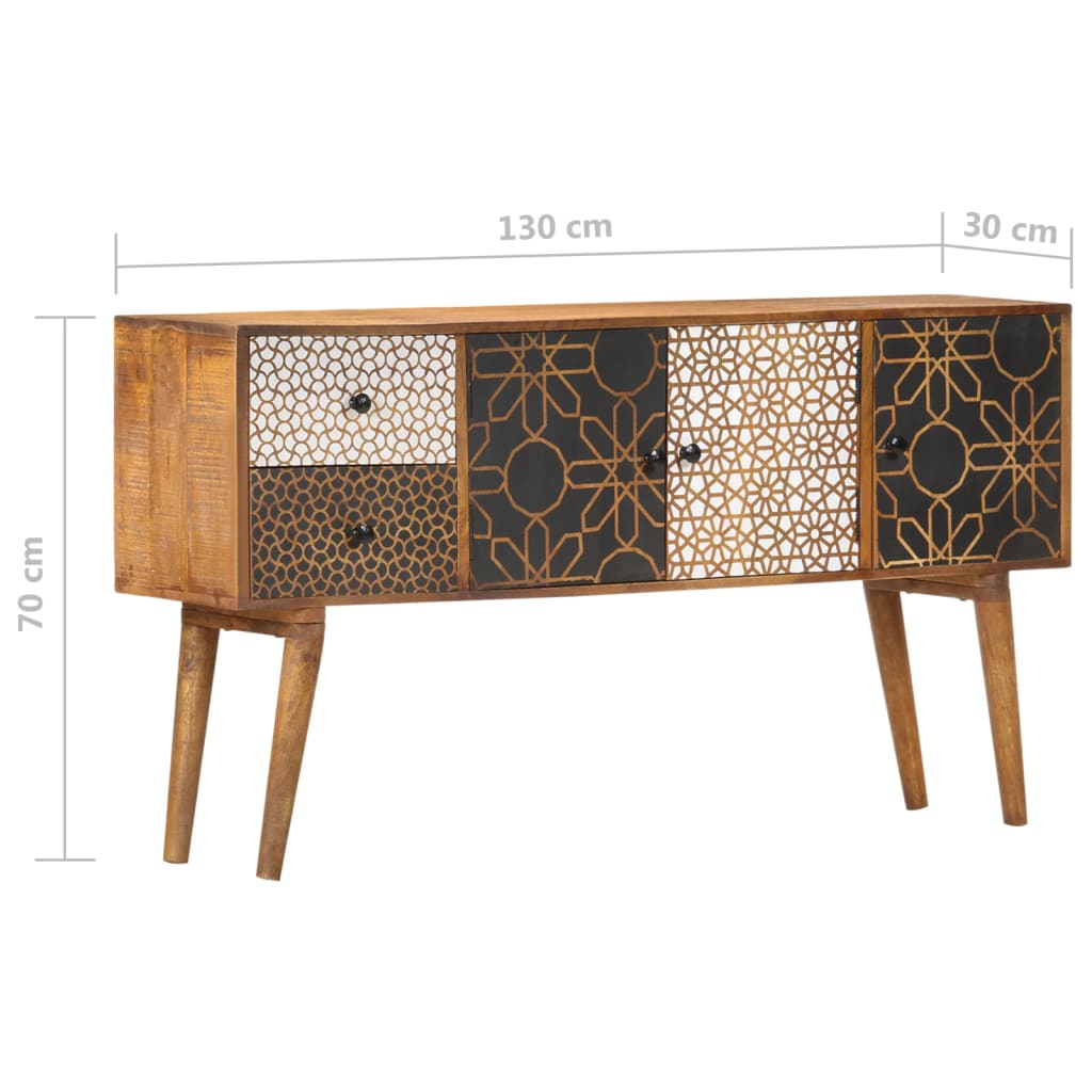 vidaXL Dulap, model imprimat, 130 x 30 x 70 cm, lemn masiv de mango