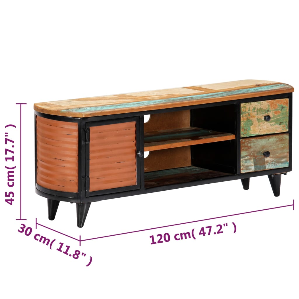 vidaXL Comodă TV, 120 x 30 x 45 cm, lemn masiv reciclat