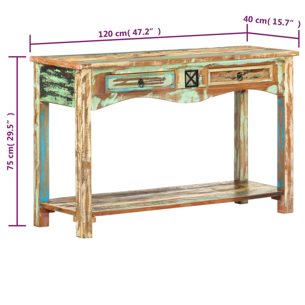 vidaXL Masă consolă, 120 x 40 x 75 cm, lemn masiv reciclat vidaXL Masă consolă, 120 x 40 x 75 cm, lemn masiv reciclat