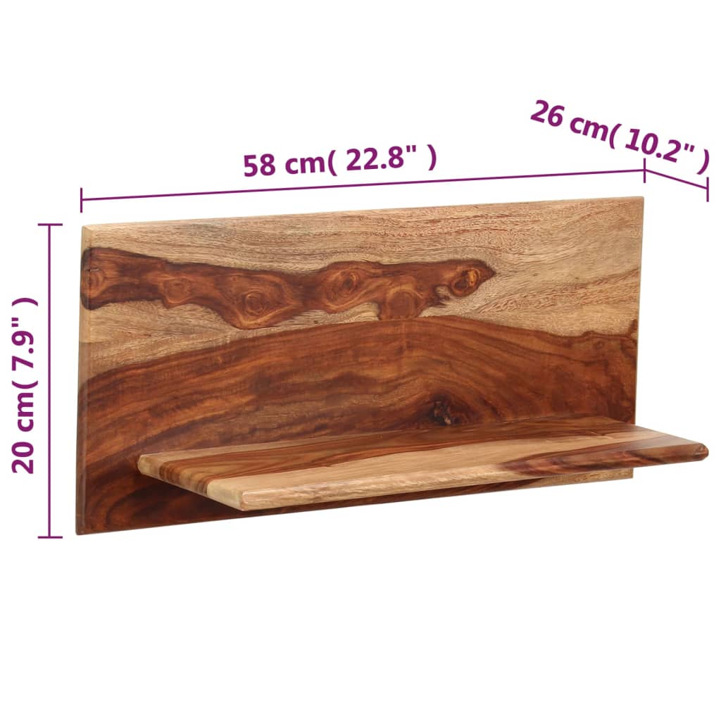 vidaXL Rafturi de perete, 2 buc., 58x26x20 cm, lemn masiv de acacia