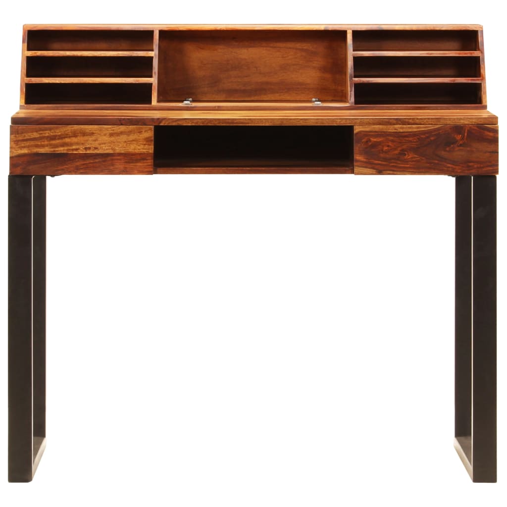vidaXL Birou, 110x50x94 cm, lemn masiv de acacia și oțel vidaXL Birou, 110x50x94 cm, lemn masiv de acacia și oțel