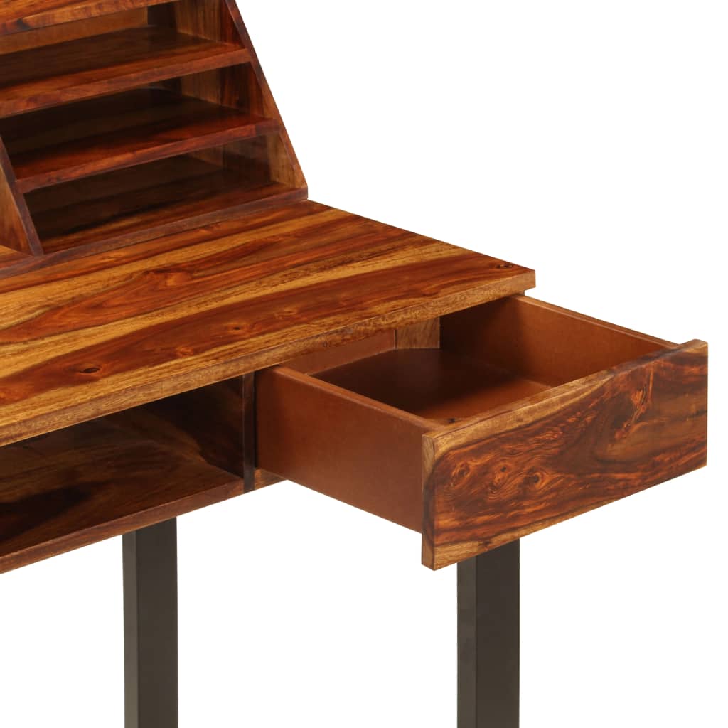 vidaXL Birou, 110x50x94 cm, lemn masiv de acacia și oțel vidaXL Birou, 110x50x94 cm, lemn masiv de acacia și oțel