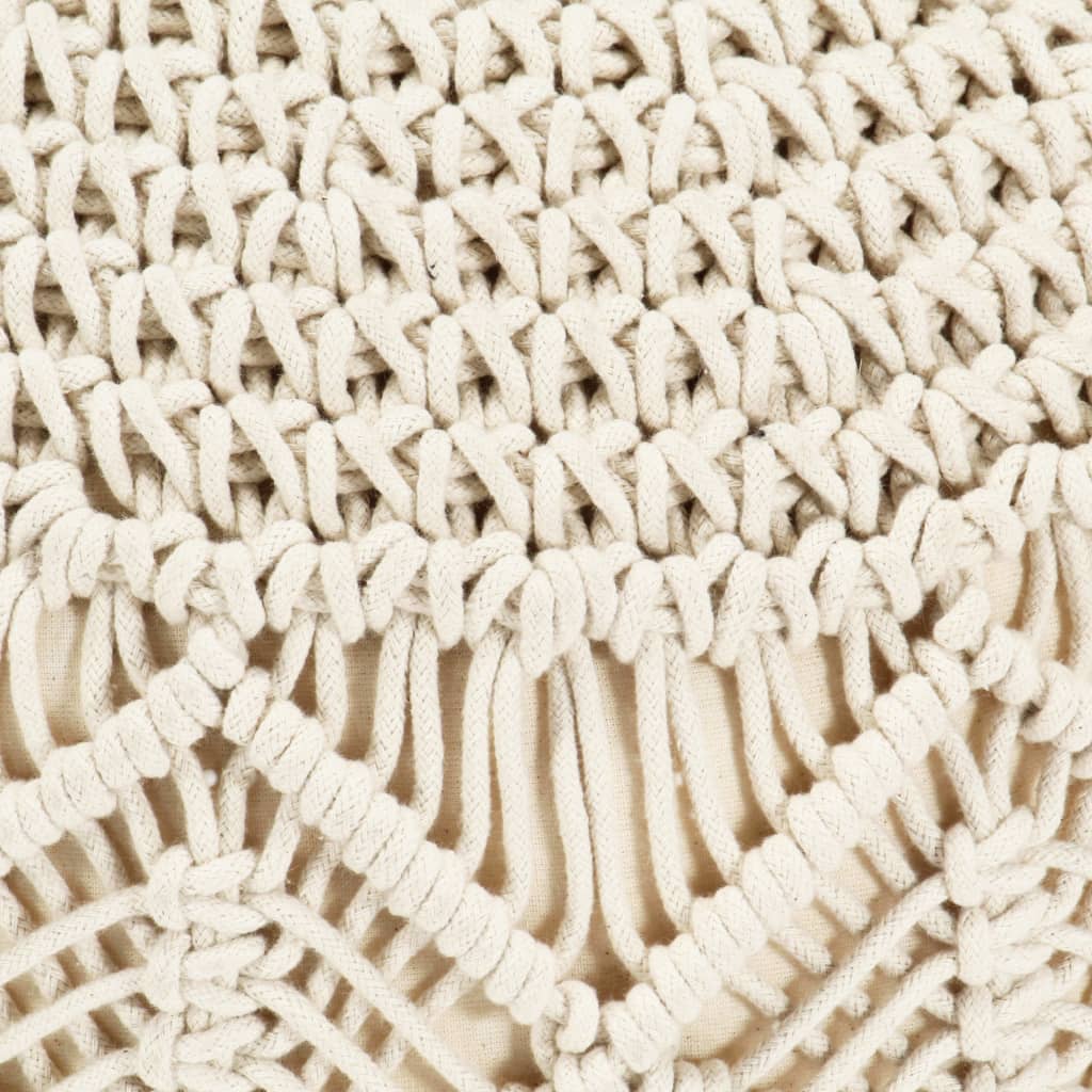 vidaXL Taburet puf macrame lucrat manual, 45 x 30 cm, bumbac vidaXL Taburet puf macrame lucrat manual, 45 x 30 cm, bumbac