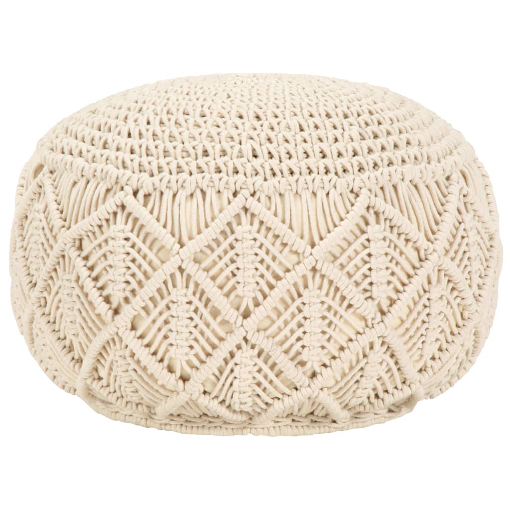 vidaXL Taburet puf macrame lucrat manual, 45 x 30 cm, bumbac vidaXL Taburet puf macrame lucrat manual, 45 x 30 cm, bumbac