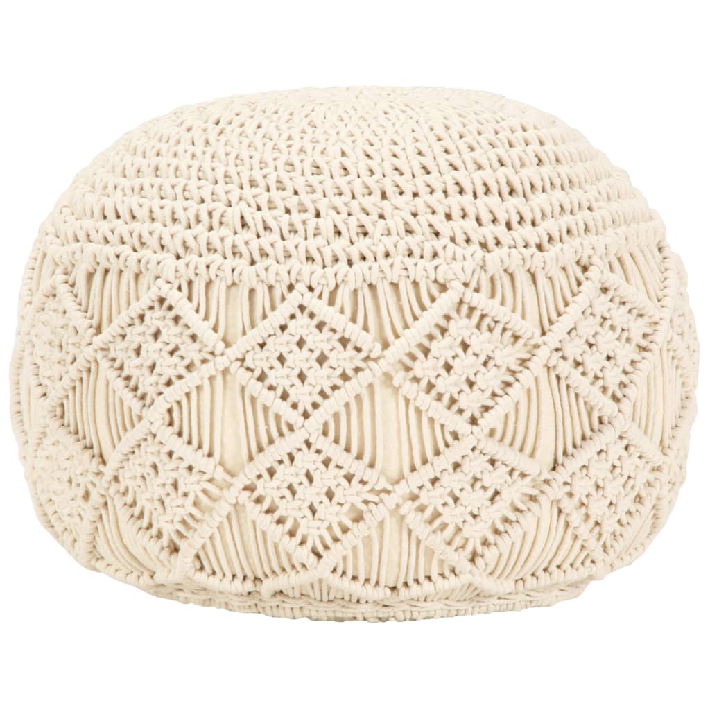 vidaXL Taburet puf macrame lucrat manual, 45 x 30 cm, bumbac vidaXL Taburet puf macrame lucrat manual, 45 x 30 cm, bumbac