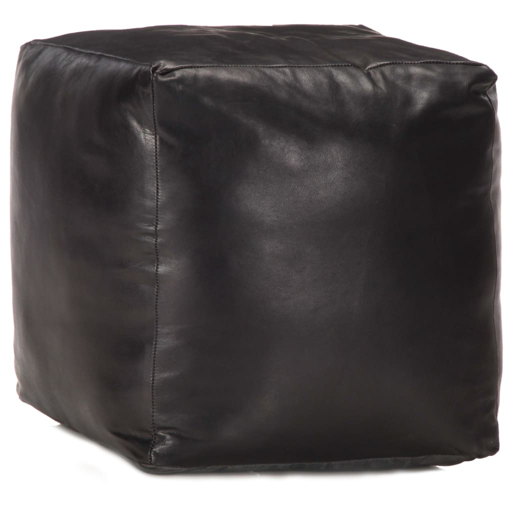 vidaXL Fotoliu puf, negru, 40 x 40 x 40 cm, piele naturală de capră vidaXL Fotoliu puf, negru, 40 x 40 x 40 cm, piele naturală de capră