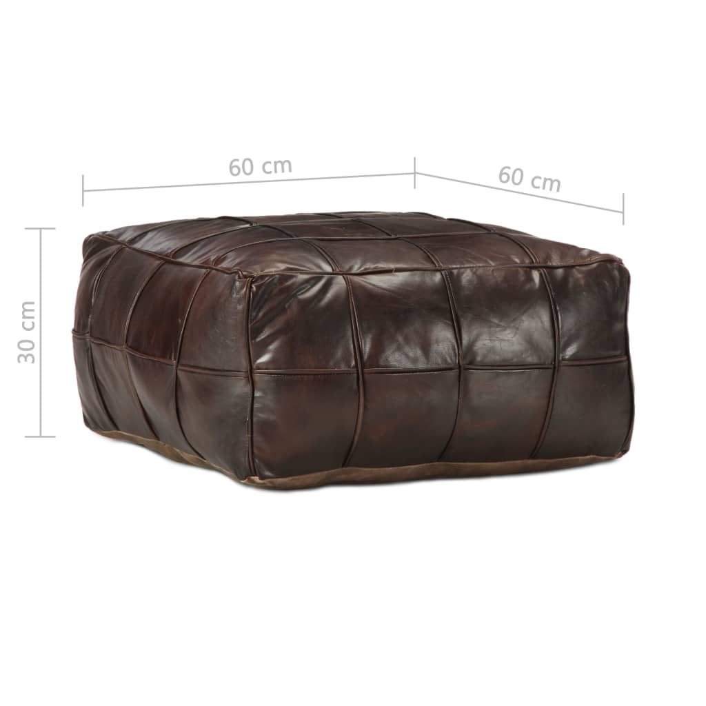 vidaXL Fotoliu puf, maro închis, 60x60x30 cm, piele naturală de capră vidaXL Fotoliu puf, maro închis, 60x60x30 cm, piele naturală de capră