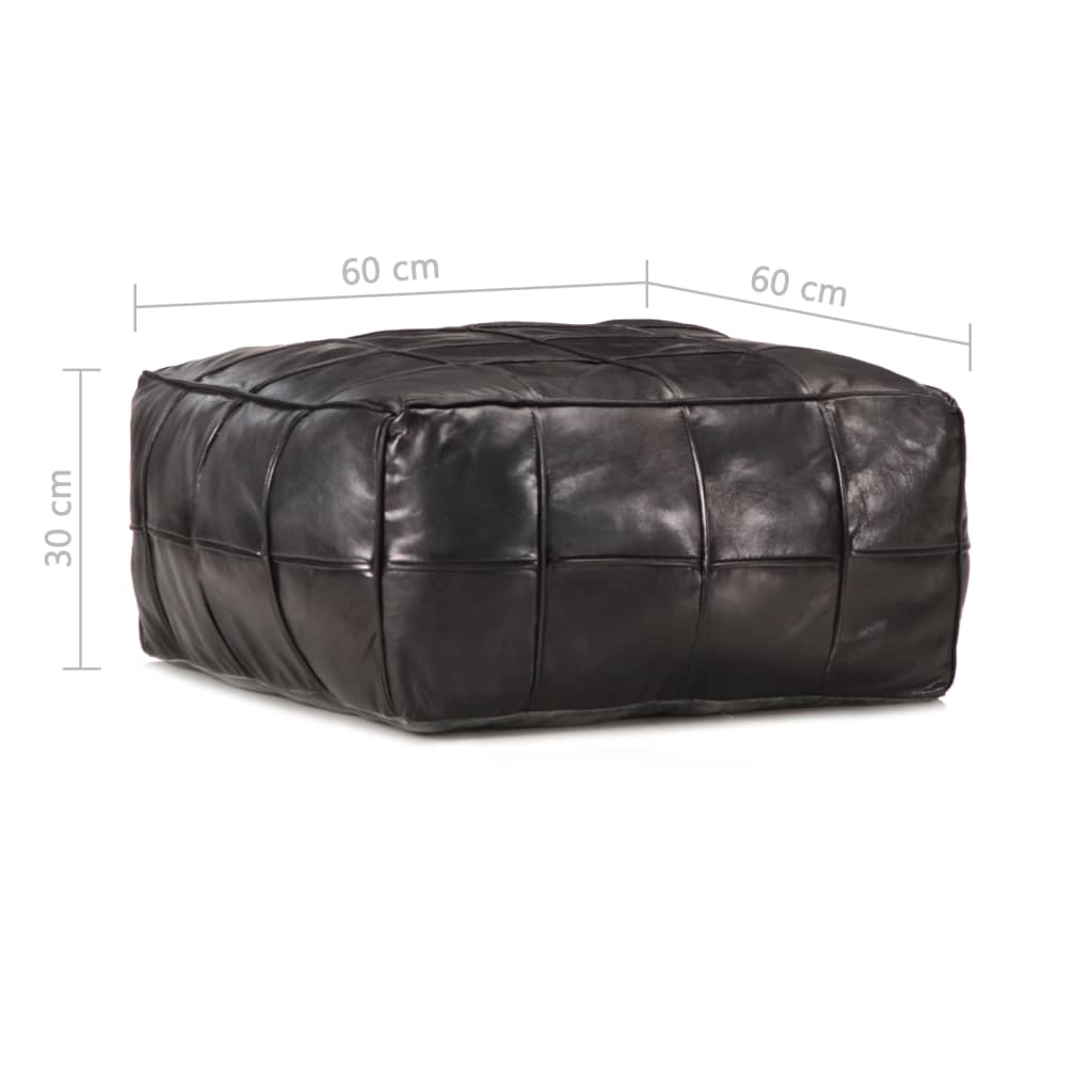 vidaXL Fotoliu puf, negru, 60 x 60 x 30 cm, piele naturală de capră vidaXL Fotoliu puf, negru, 60 x 60 x 30 cm, piele naturală de capră