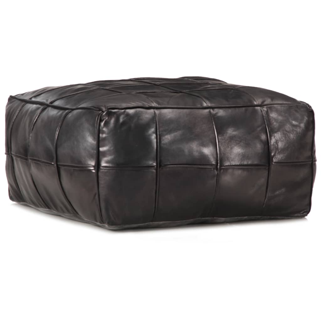 vidaXL Fotoliu puf, negru, 60 x 60 x 30 cm, piele naturală de capră vidaXL Fotoliu puf, negru, 60 x 60 x 30 cm, piele naturală de capră