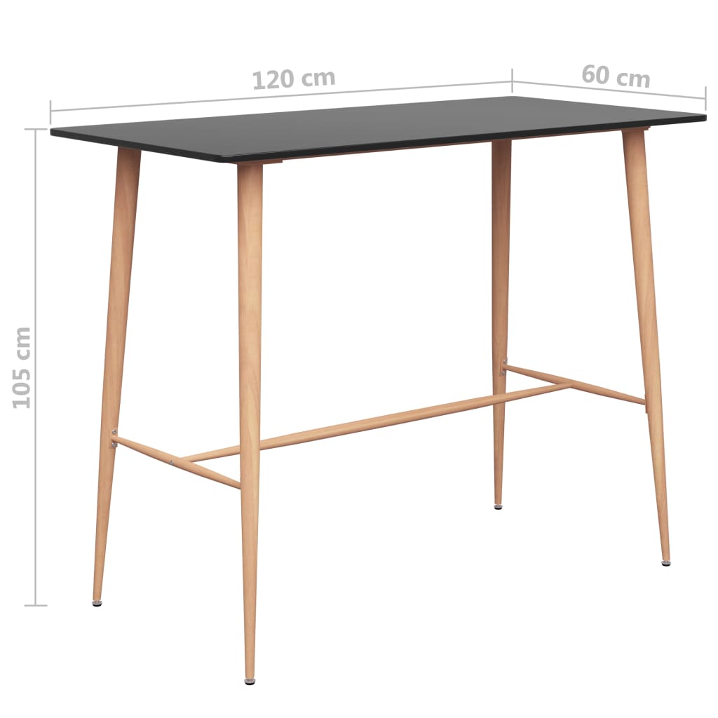 vidaXL Masă de bar, negru, 120 x 60 x 105 cm