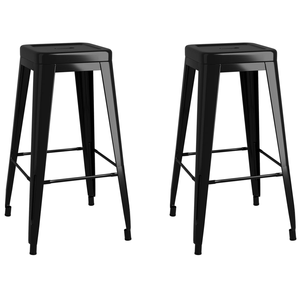 vidaXL Scaune de bar stivuibile, 2 buc., negru, metal vidaXL Scaune de bar stivuibile, 2 buc., negru, metal