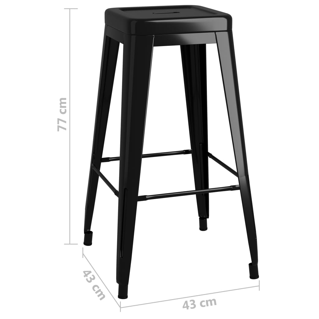 vidaXL Scaune de bar stivuibile, 2 buc., negru, metal vidaXL Scaune de bar stivuibile, 2 buc., negru, metal