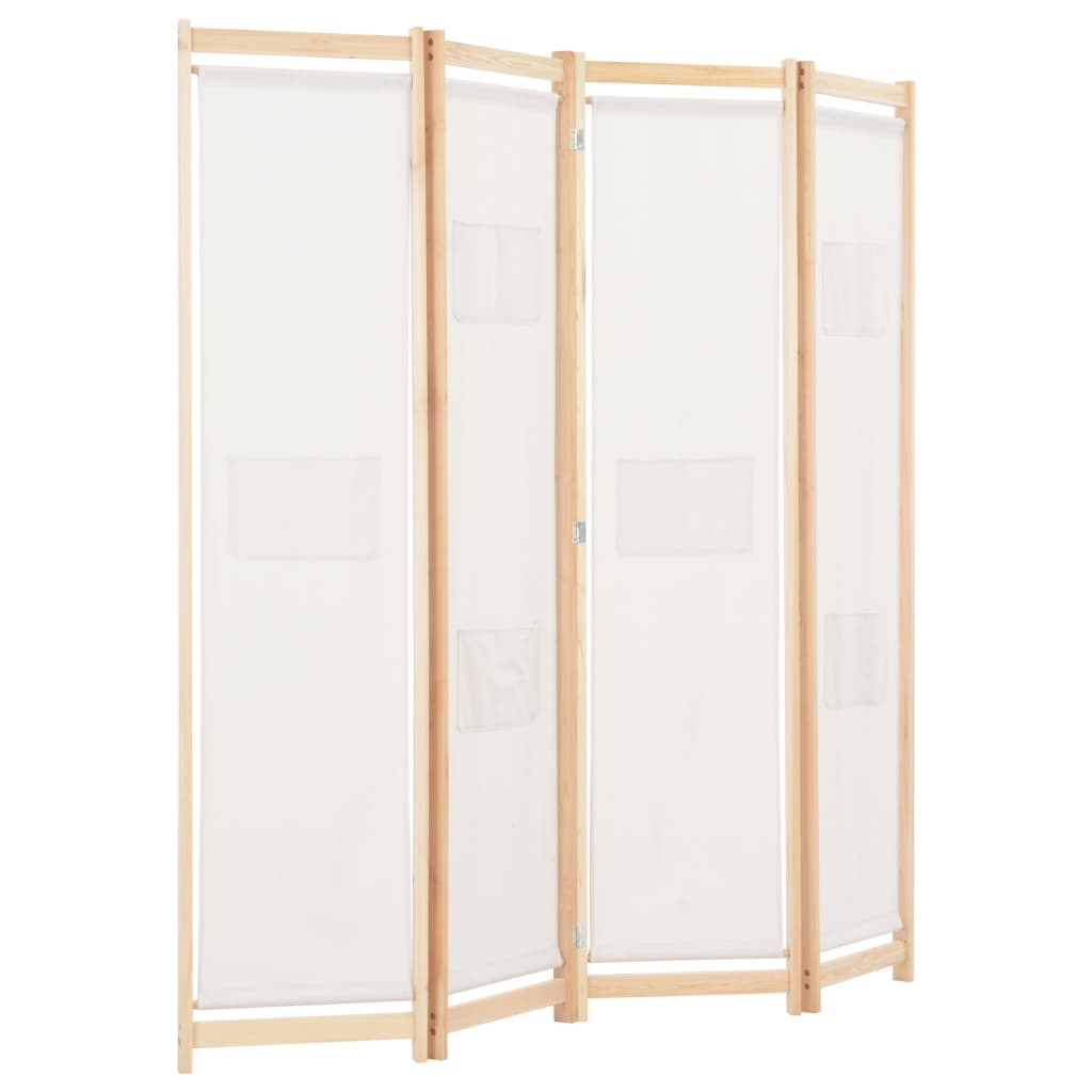 vidaXL Paravan de cameră cu 4 panouri, crem, 160x170x4 cm, textil vidaXL Paravan de cameră cu 4 panouri, crem, 160x170x4 cm, textil