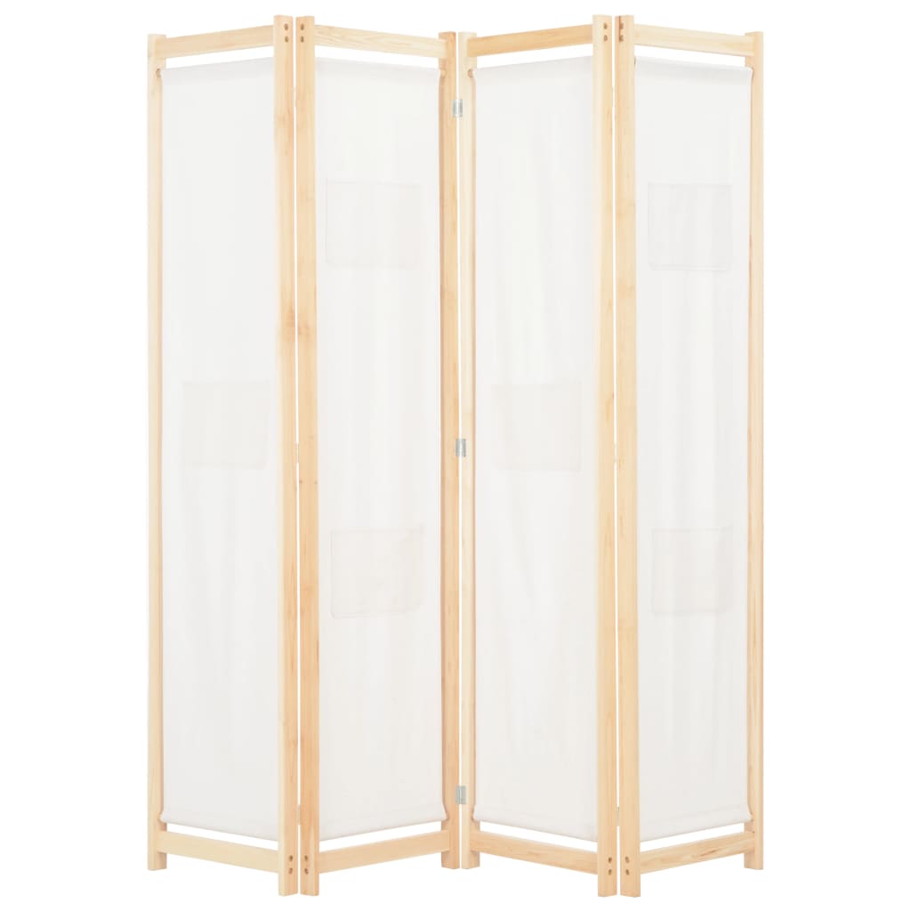 vidaXL Paravan de cameră cu 4 panouri, crem, 160x170x4 cm, textil vidaXL Paravan de cameră cu 4 panouri, crem, 160x170x4 cm, textil