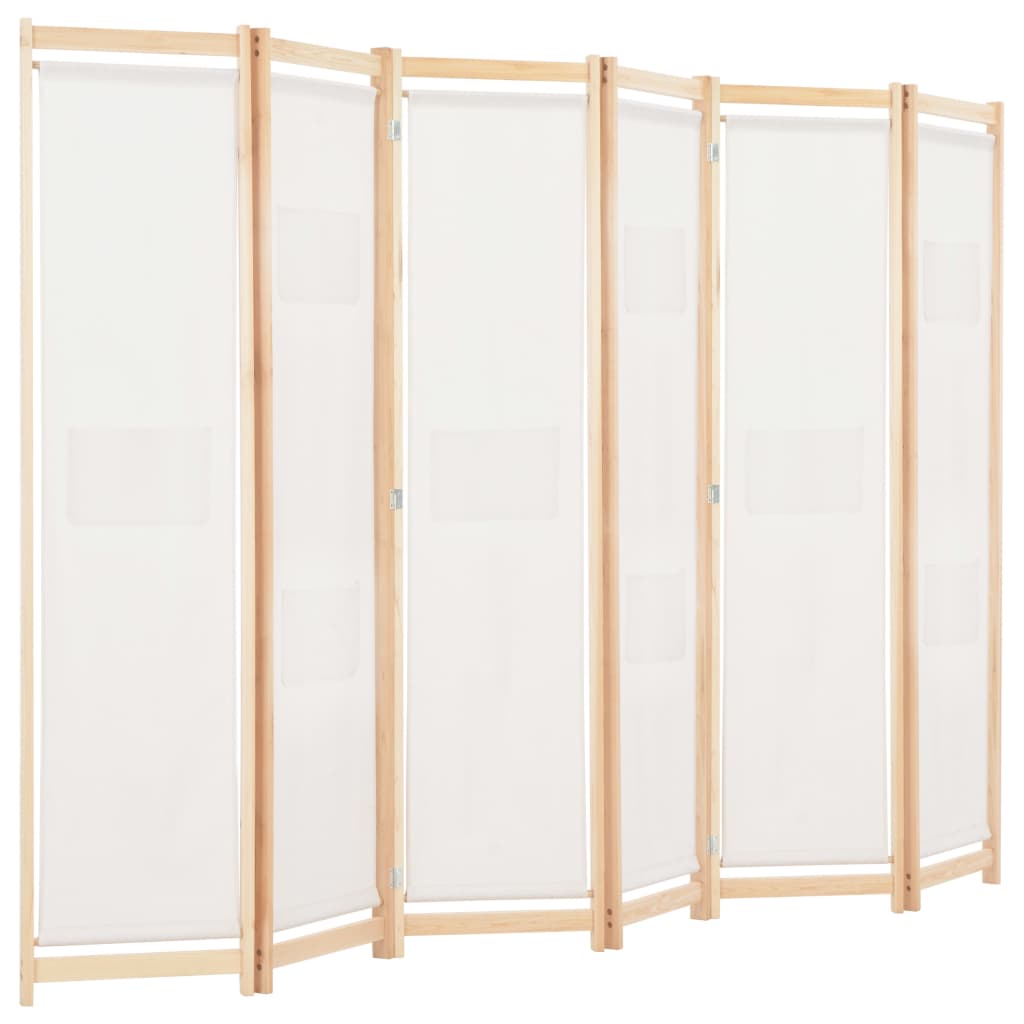 vidaXL Paravan cameră, 6 panouri, crem, 240x170 x4 cm, material textil vidaXL Paravan cameră, 6 panouri, crem, 240x170 x4 cm, material textil