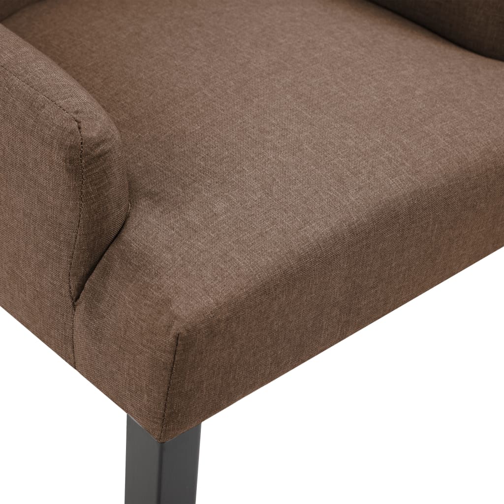 vidaXL Scaun de bucătărie cu brațe, maro, material textil vidaXL Scaun de bucătărie cu brațe, maro, material textil