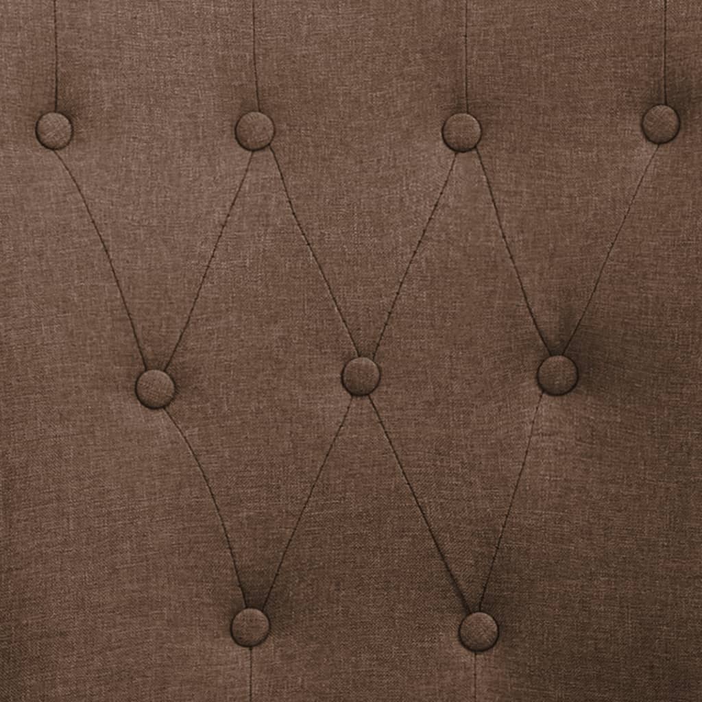 vidaXL Scaun de bucătărie cu brațe, maro, material textil vidaXL Scaun de bucătărie cu brațe, maro, material textil