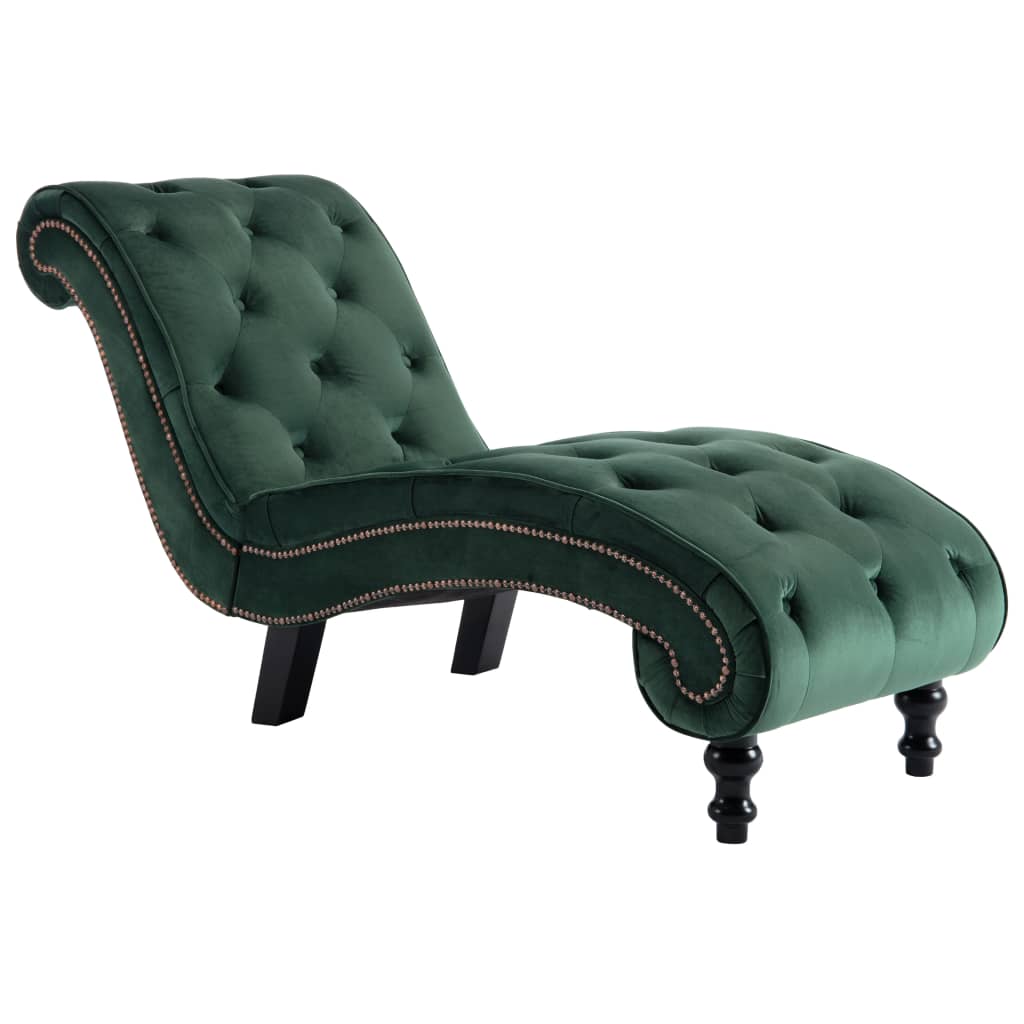 vidaXL Șezlong, verde, catifea vidaXL Șezlong, verde, catifea