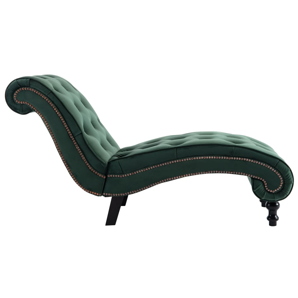 vidaXL Șezlong, verde, catifea vidaXL Șezlong, verde, catifea