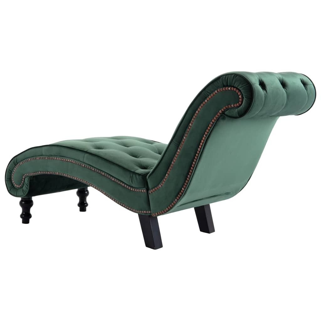 vidaXL Șezlong, verde, catifea vidaXL Șezlong, verde, catifea