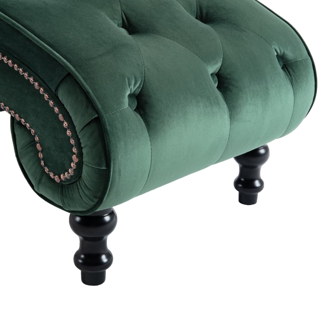 vidaXL Șezlong, verde, catifea vidaXL Șezlong, verde, catifea
