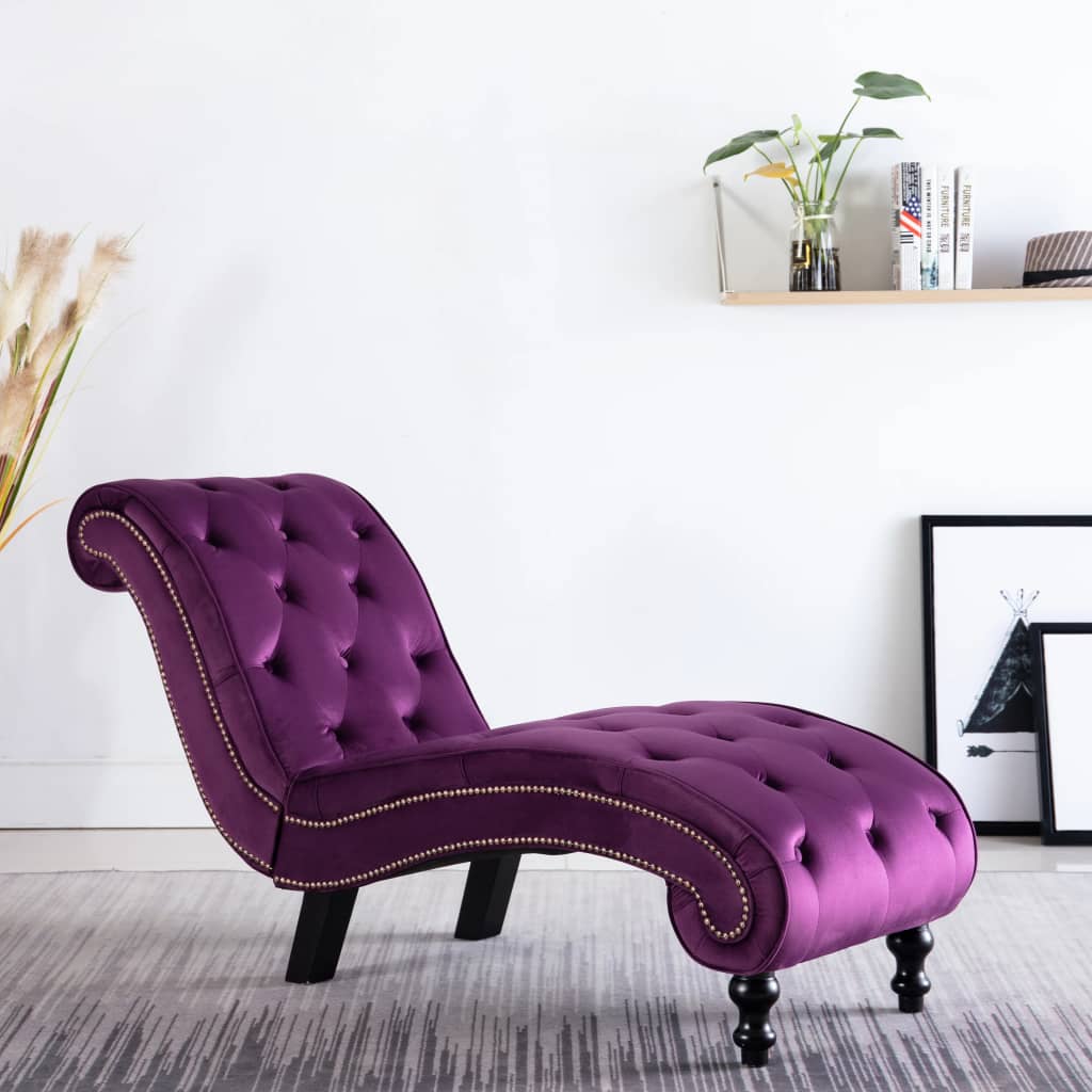 vidaXL Șezlong, violet, catifea vidaXL Șezlong, violet, catifea