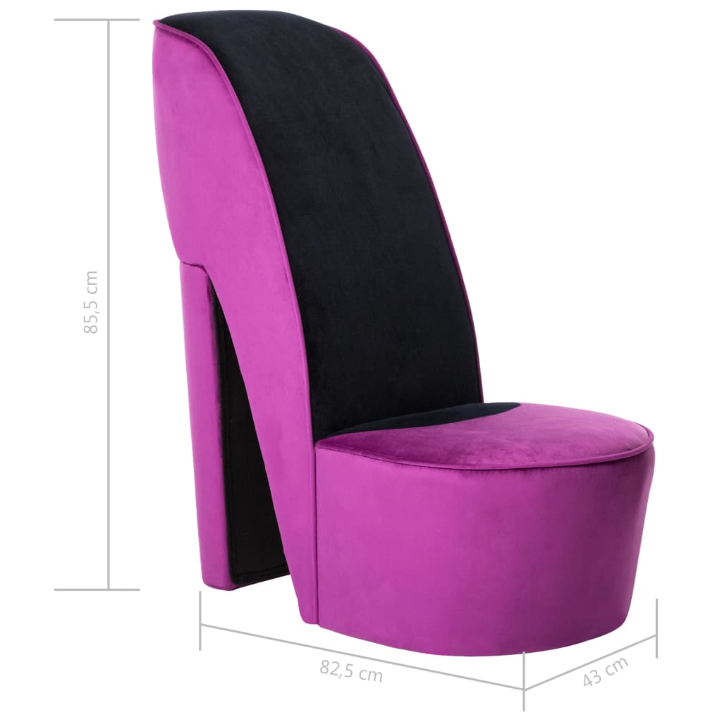 vidaXL Scaun în formă de pantof cu toc, mov, catifea