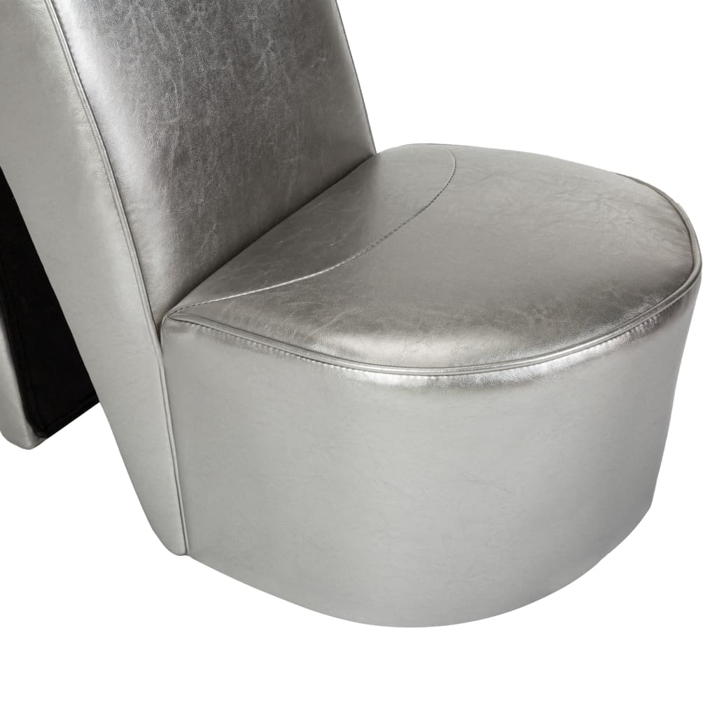 vidaXL Scaun, design toc înalt, argintiu, piele ecologică