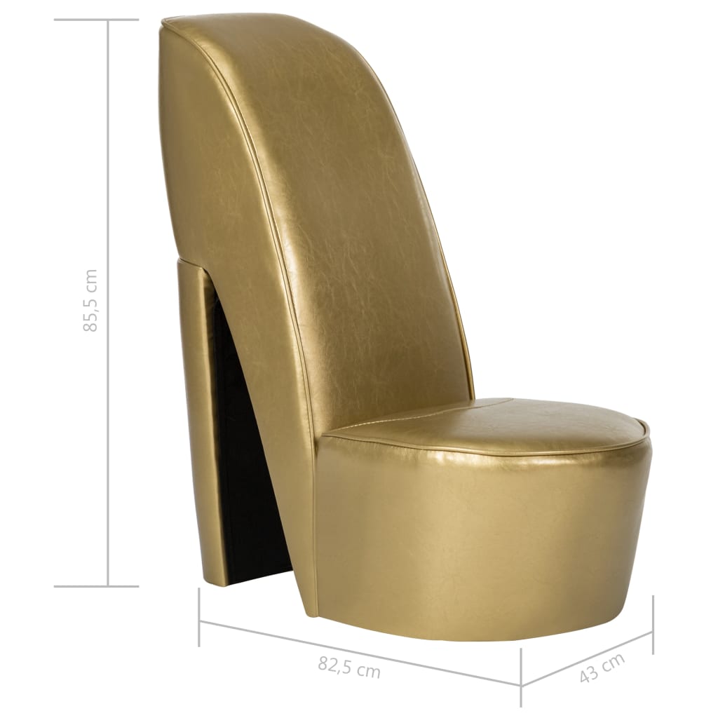 vidaXL Scaun, design toc înalt, auriu, piele ecologică vidaXL Scaun, design toc înalt, auriu, piele ecologică