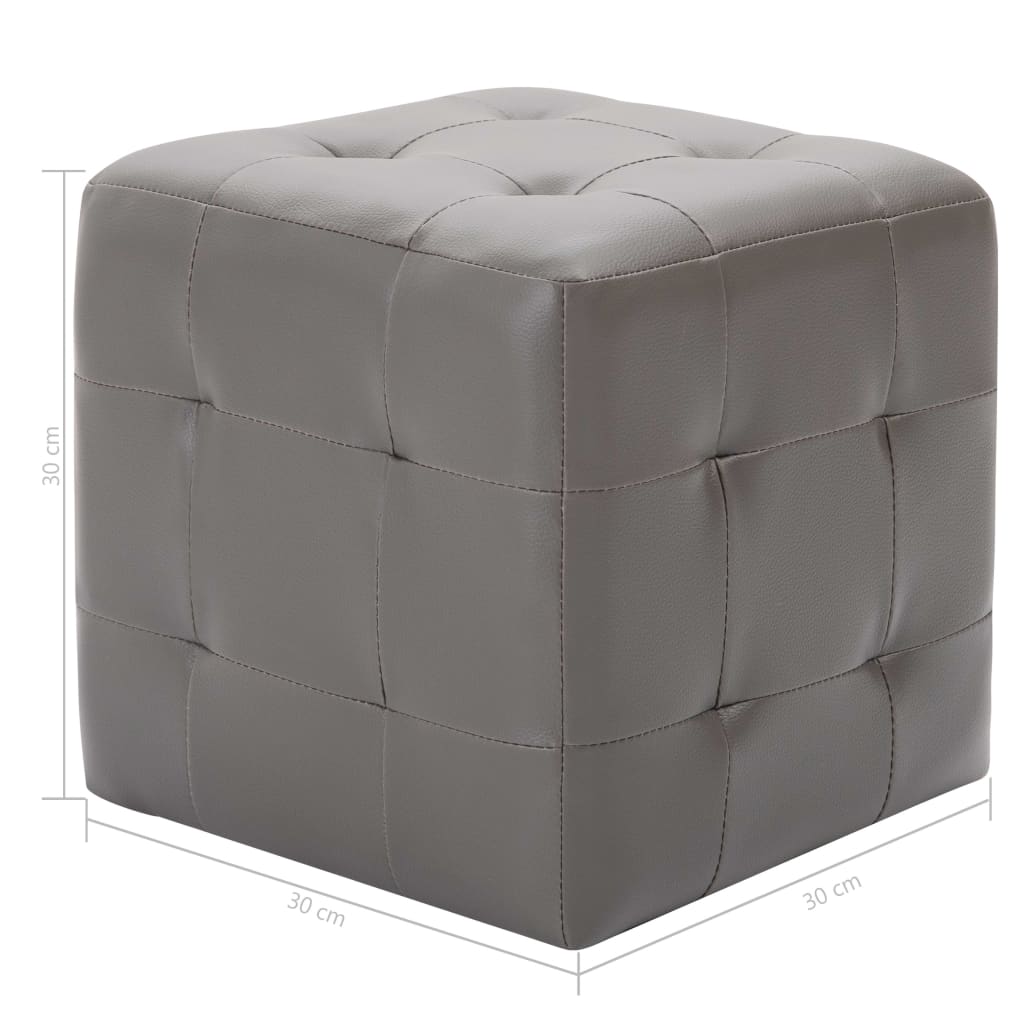 vidaXL Noptiere, 2 buc., gri, 30x30x30 cm, piele ecologică vidaXL Noptiere, 2 buc., gri, 30x30x30 cm, piele ecologică