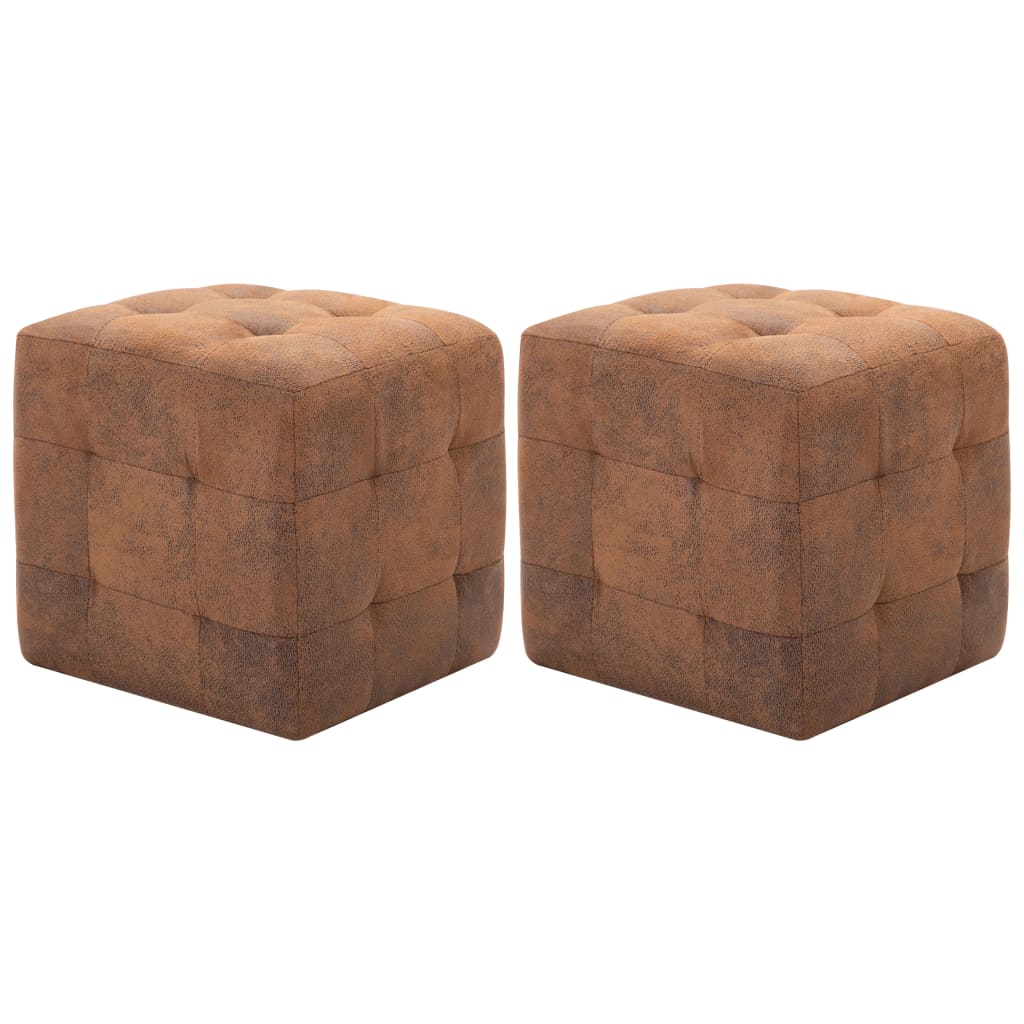 vidaXL Noptiere, 2 buc., maro, 30x30x30, piele întoarsă ecologică vidaXL Noptiere, 2 buc., maro, 30x30x30, piele întoarsă ecologică