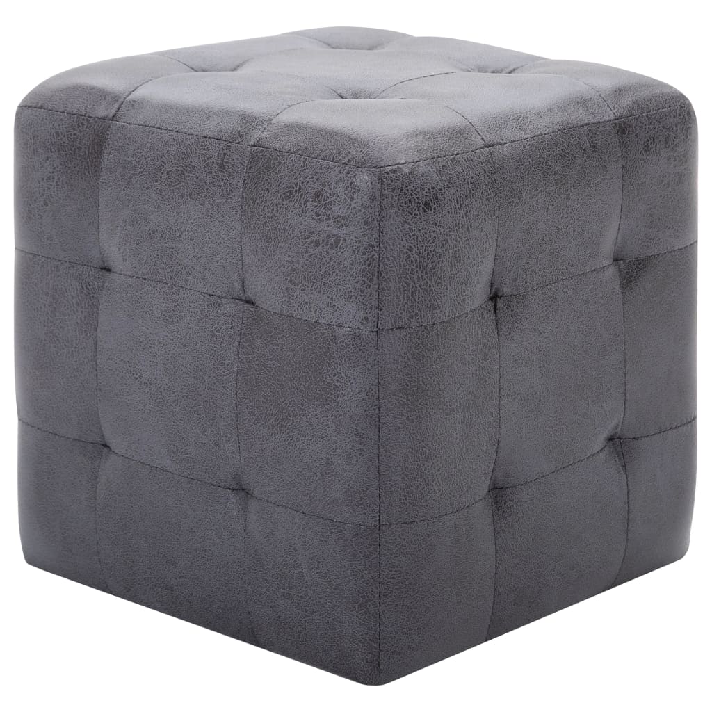 vidaXL Noptiere, 2 buc., gri, 30x30x30 cm, piele întoarsă ecologică vidaXL Noptiere, 2 buc., gri, 30x30x30 cm, piele întoarsă ecologică
