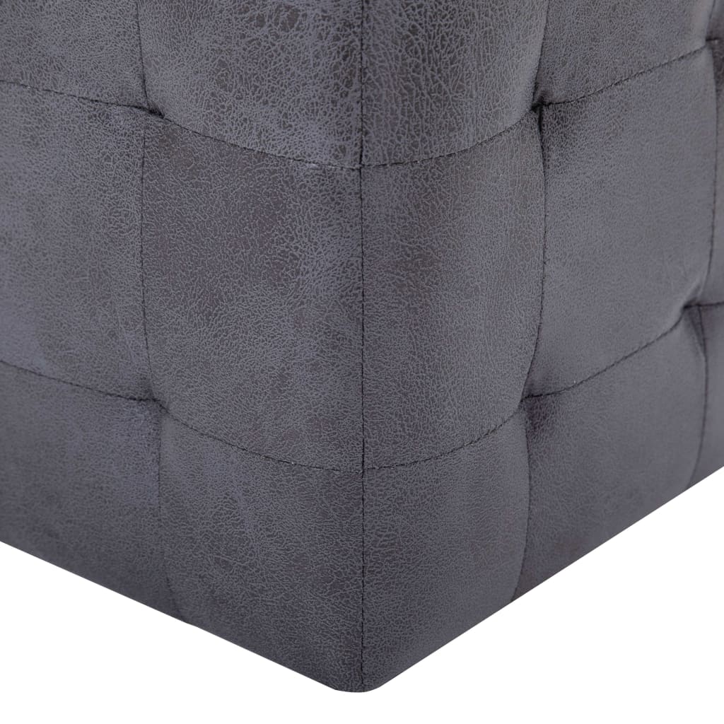 vidaXL Noptiere, 2 buc., gri, 30x30x30 cm, piele întoarsă ecologică vidaXL Noptiere, 2 buc., gri, 30x30x30 cm, piele întoarsă ecologică