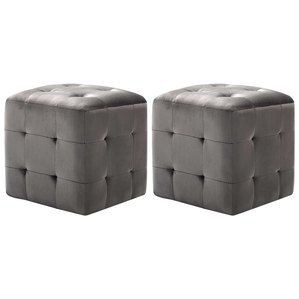 vidaXL Noptiere, 2 buc., gri, 30 x 30 x 30 cm, țesătură din catifea vidaXL Noptiere, 2 buc., gri, 30 x 30 x 30 cm, țesătură din catifea