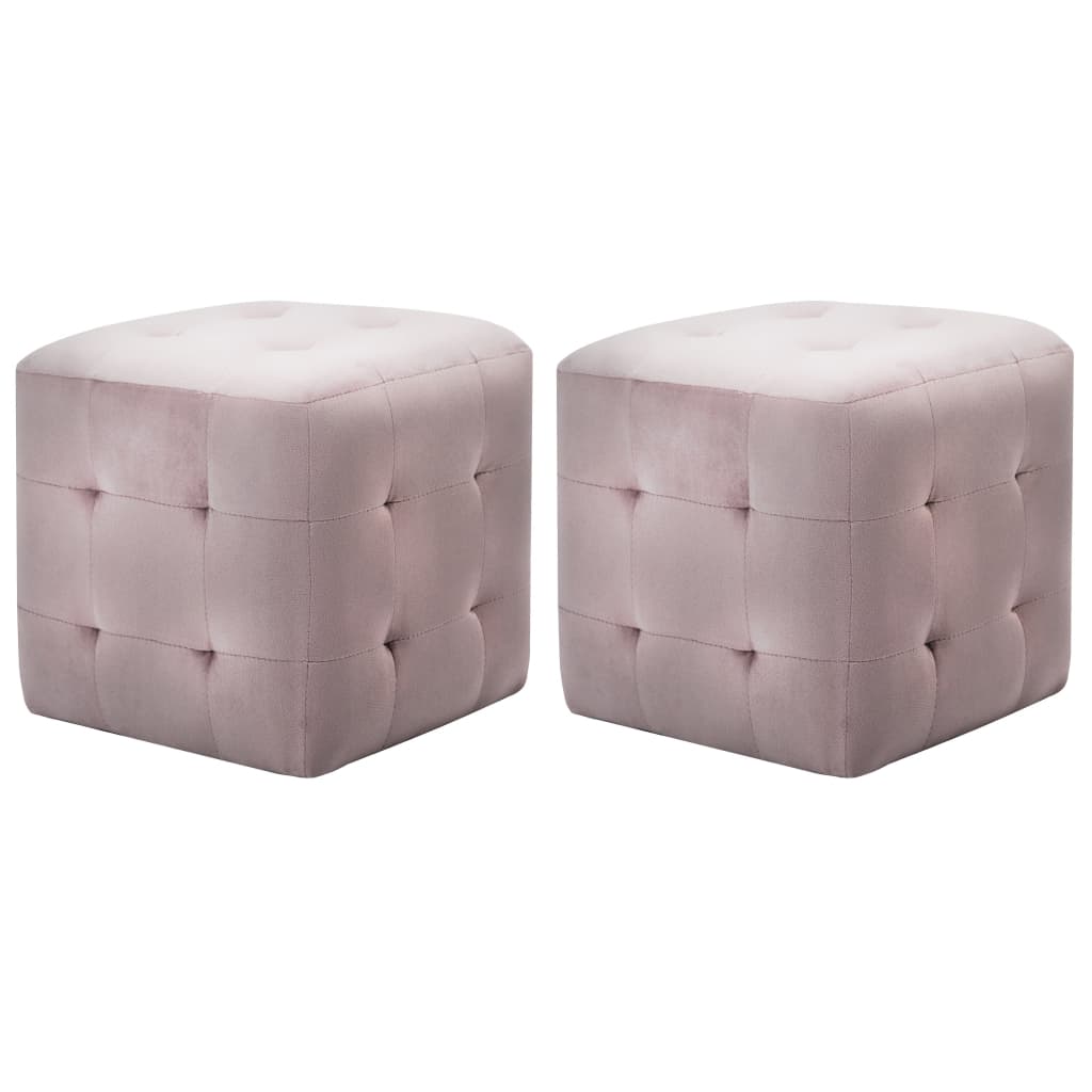 vidaXL Noptiere, 2 buc., roz, 30 x 30 x 30 cm, țesătură din catifea vidaXL Noptiere, 2 buc., roz, 30 x 30 x 30 cm, țesătură din catifea
