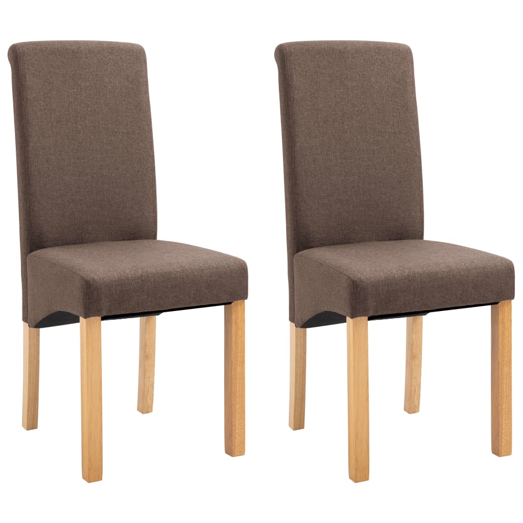 vidaXL Scaune de bucătărie, 2 buc., maro, material textil