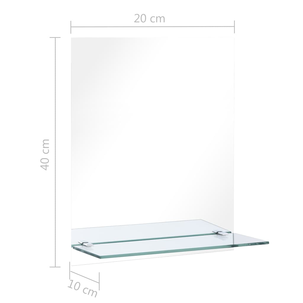 vidaXL Oglindă de perete cu raft, 20 x 40 cm, sticlă securizată vidaXL Oglindă de perete cu raft, 20 x 40 cm, sticlă securizată